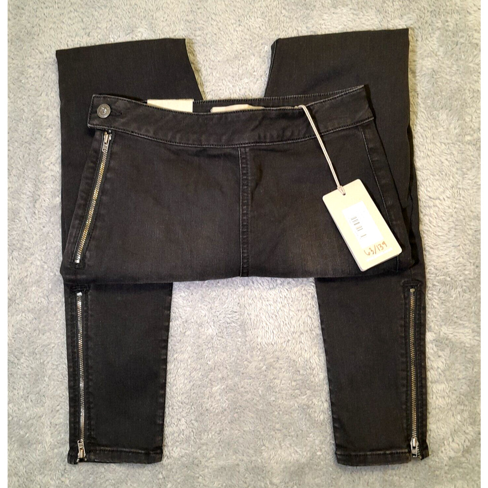 Bench Urbanwear UK Jeans 28x32 Black Side Zip Pick V24 Slim Fit Hi Rise